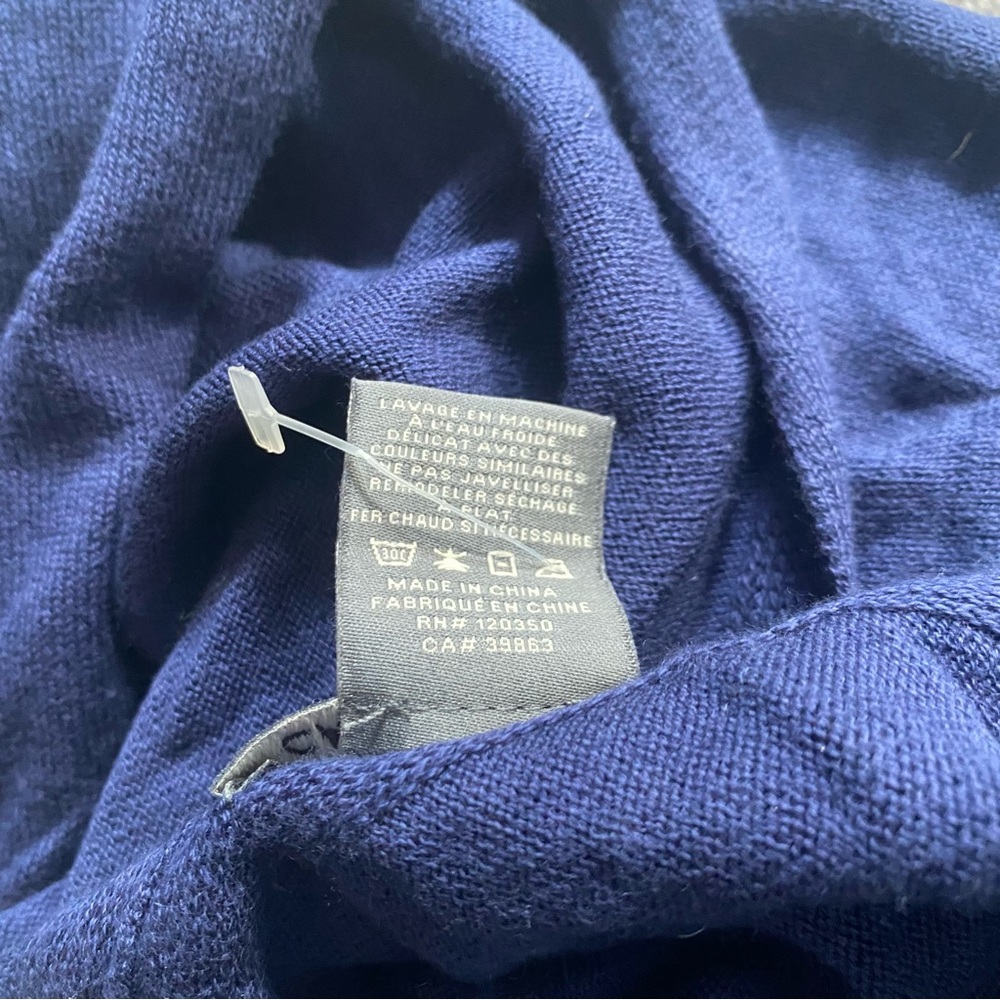 Caroline Grace Tassel Trim Cotton Cashmere Topper midnight blue NWOT - Picture 4 of 5